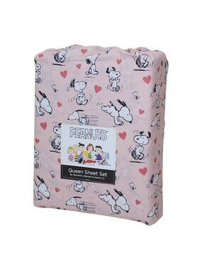 Peanuts Snoopy Queen Sheet Set By Berkshire Pink With Hearts Valentines Day
